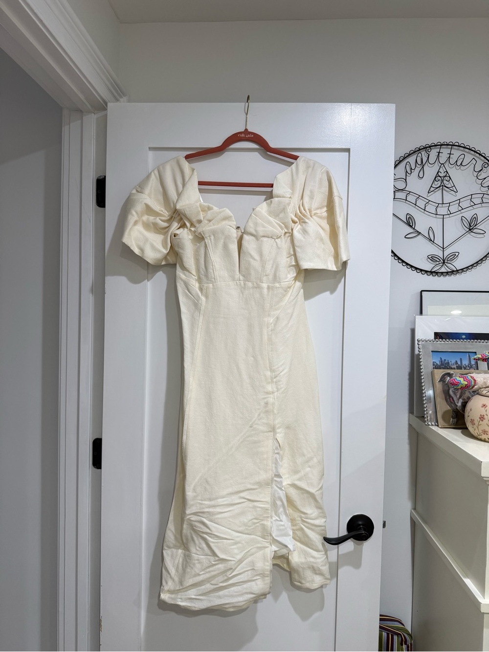 cult gaia Cream Puff-Sleeve Midi Dress